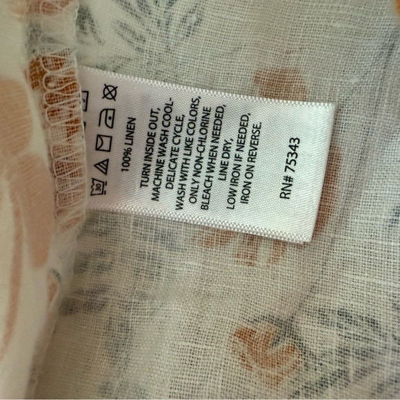 Joie Dress Womens Small White‎ Orange Blue Floral V Neck Mini Shift 100% Linen - Picture 7 of 11